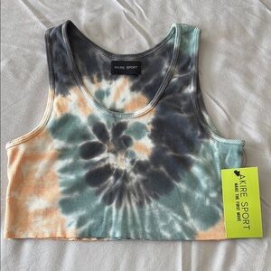 AKIRA Black and Blue Fitted Crop Tank Top